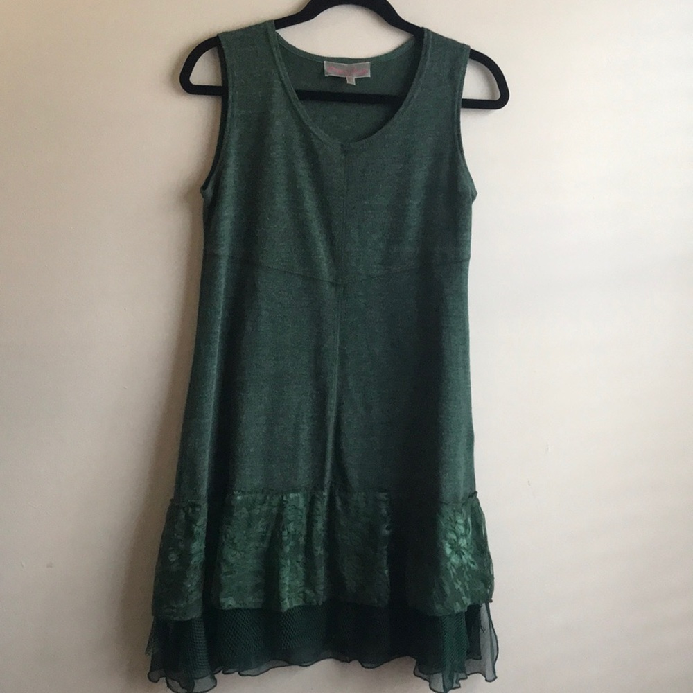 Dark green tunic or dress with layered extender